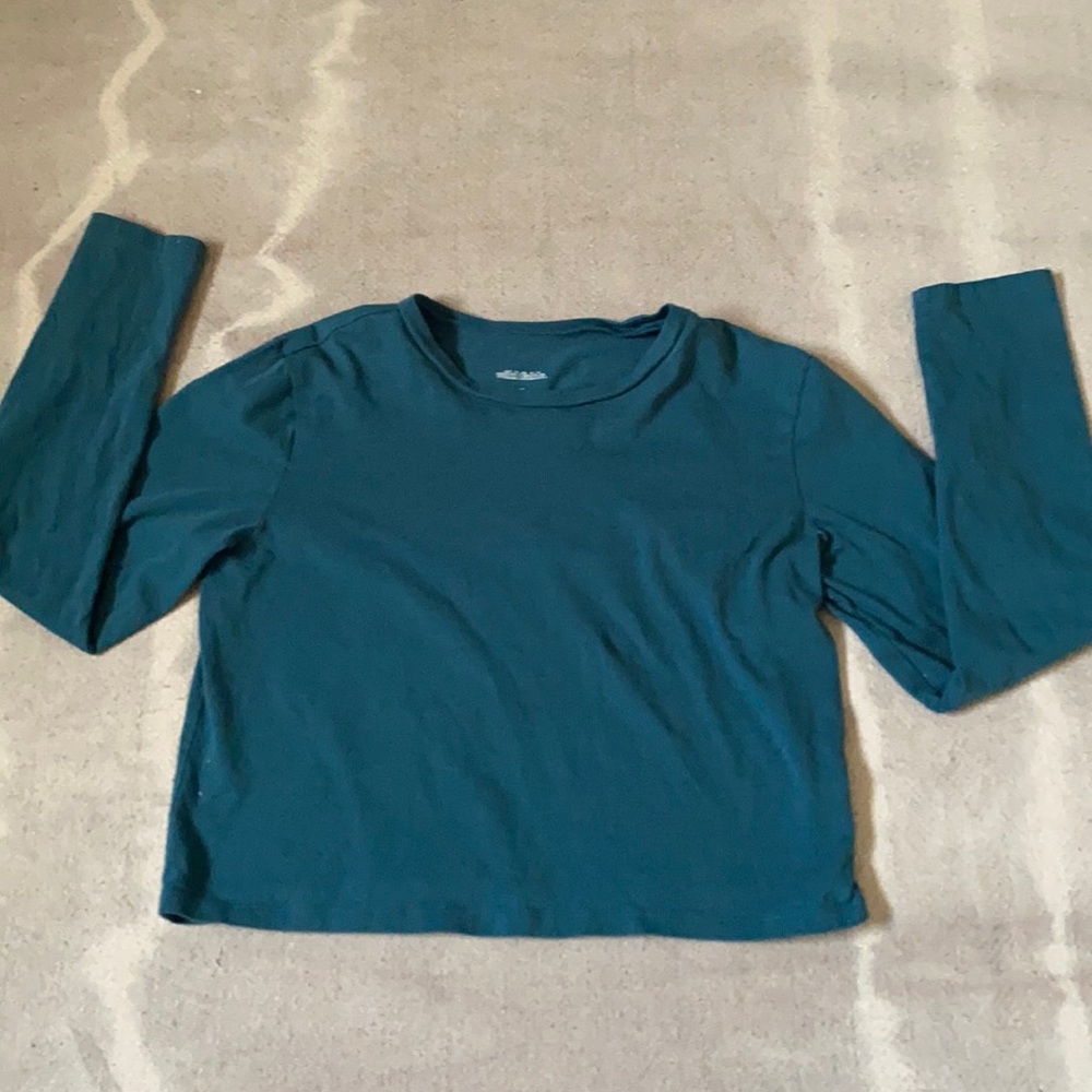 Blue Long Sleeve Crop Top